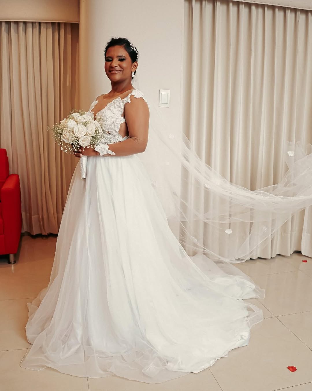 Retrato de novia en una celebración de boda.