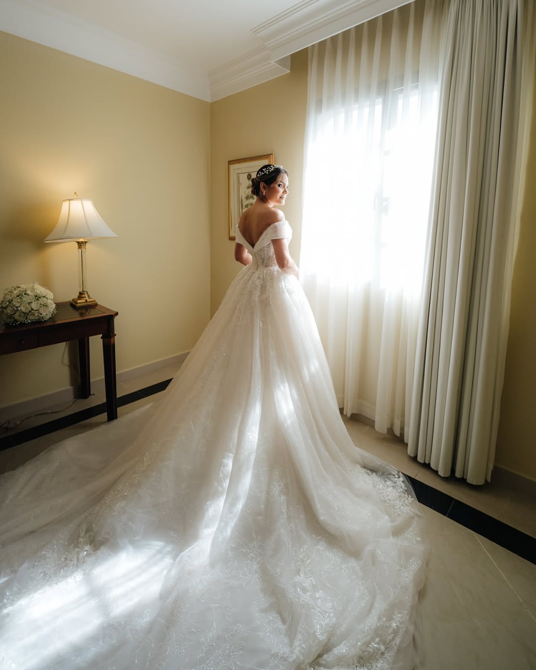 Habitación de novia en una celebración de boda.